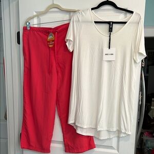 LL Bean Capri pants and Anne & Dora Ivory T-Shirt Set